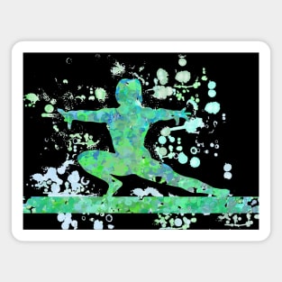 Gymnastics Beam Watercolor Design in Blues and Greens Magnet